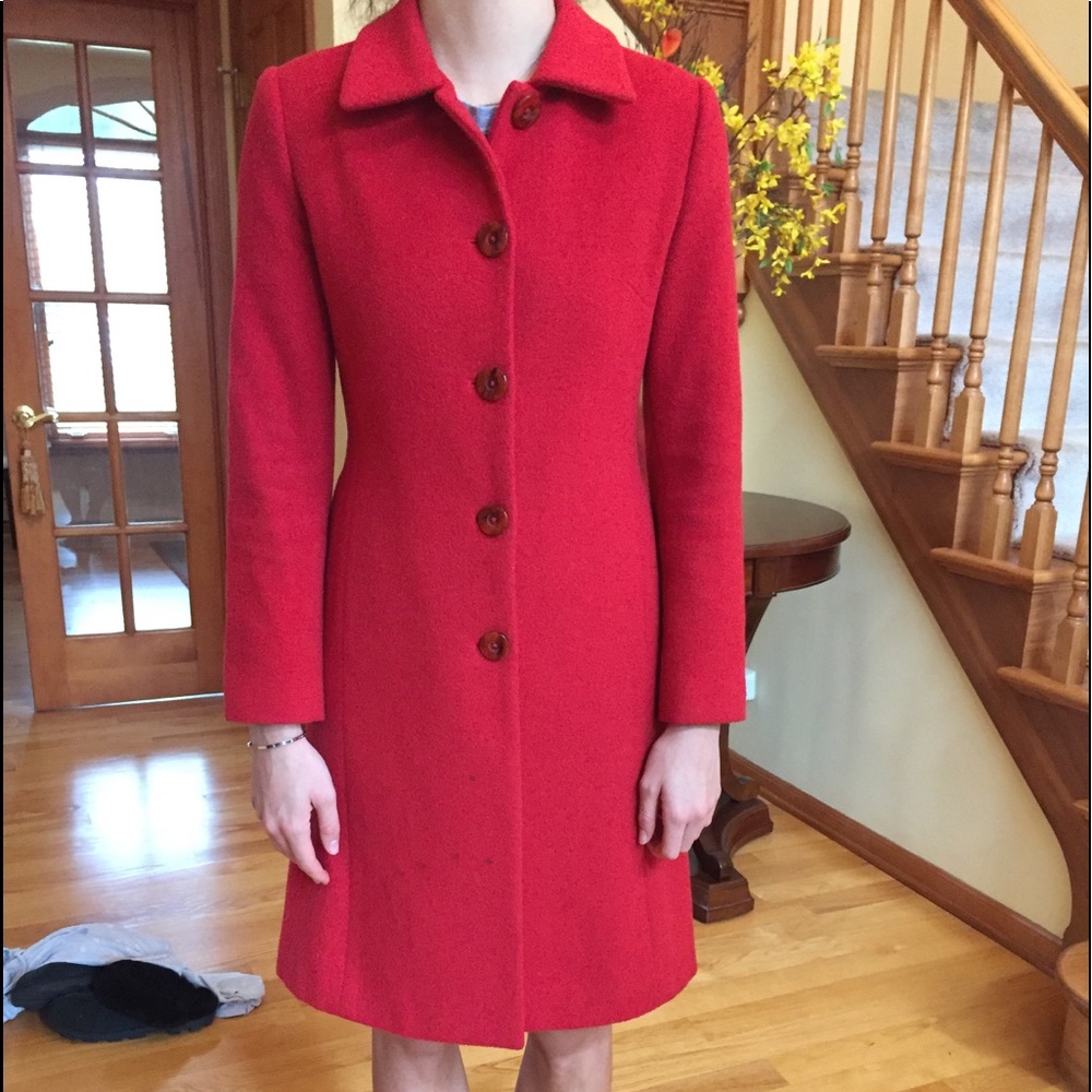 Red wool pea coat